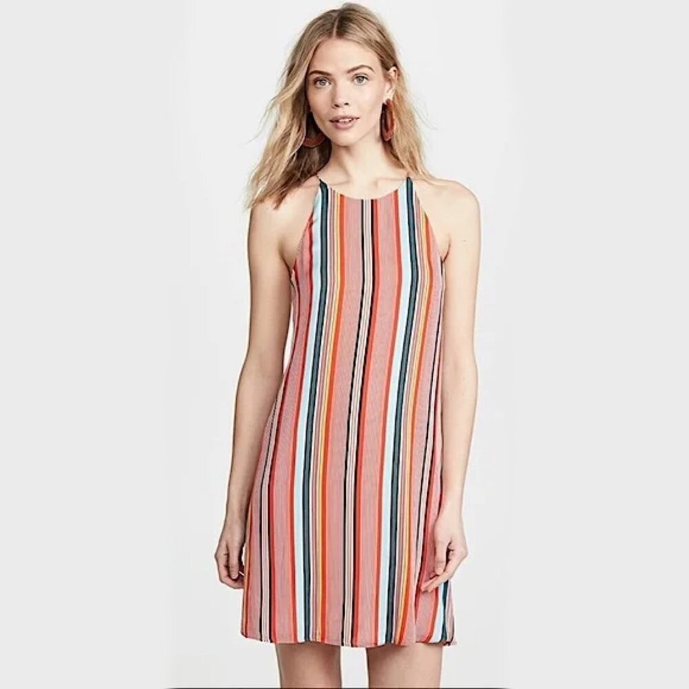 Alice + Olivia Kalia Striped Crepe de Chine Tie Dress